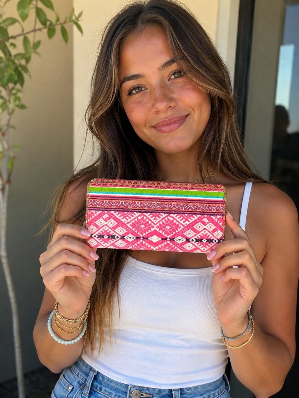 Mlavi Lavishy Wallet Faux Vegan Leather Embroidery